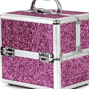 Glitter Pink Train Case Cosmetic Organizer